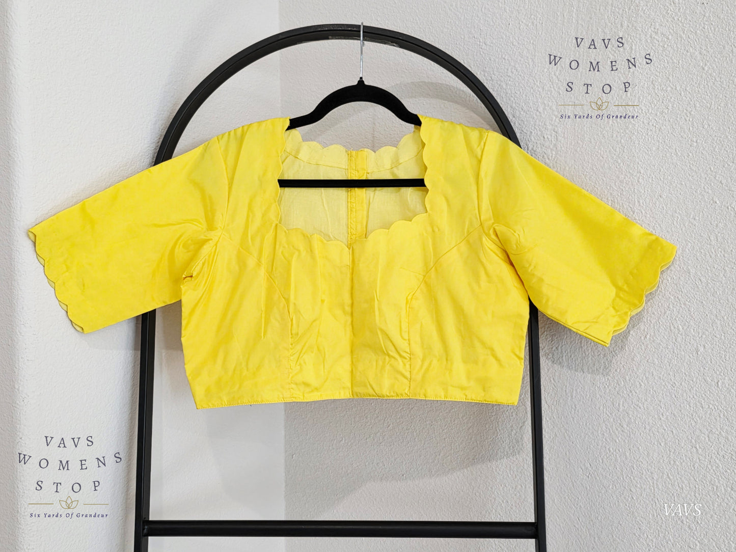 Yellow Plain Jasmin Silk Stitched Blouse