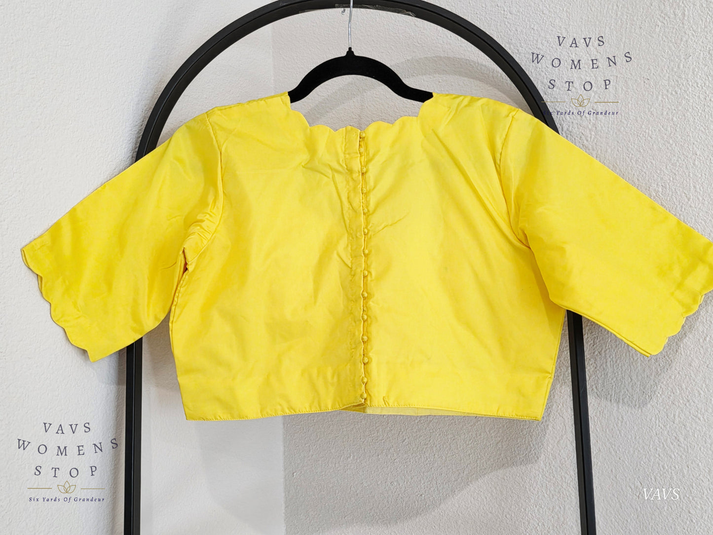 Yellow Plain Jasmin Silk Stitched Blouse