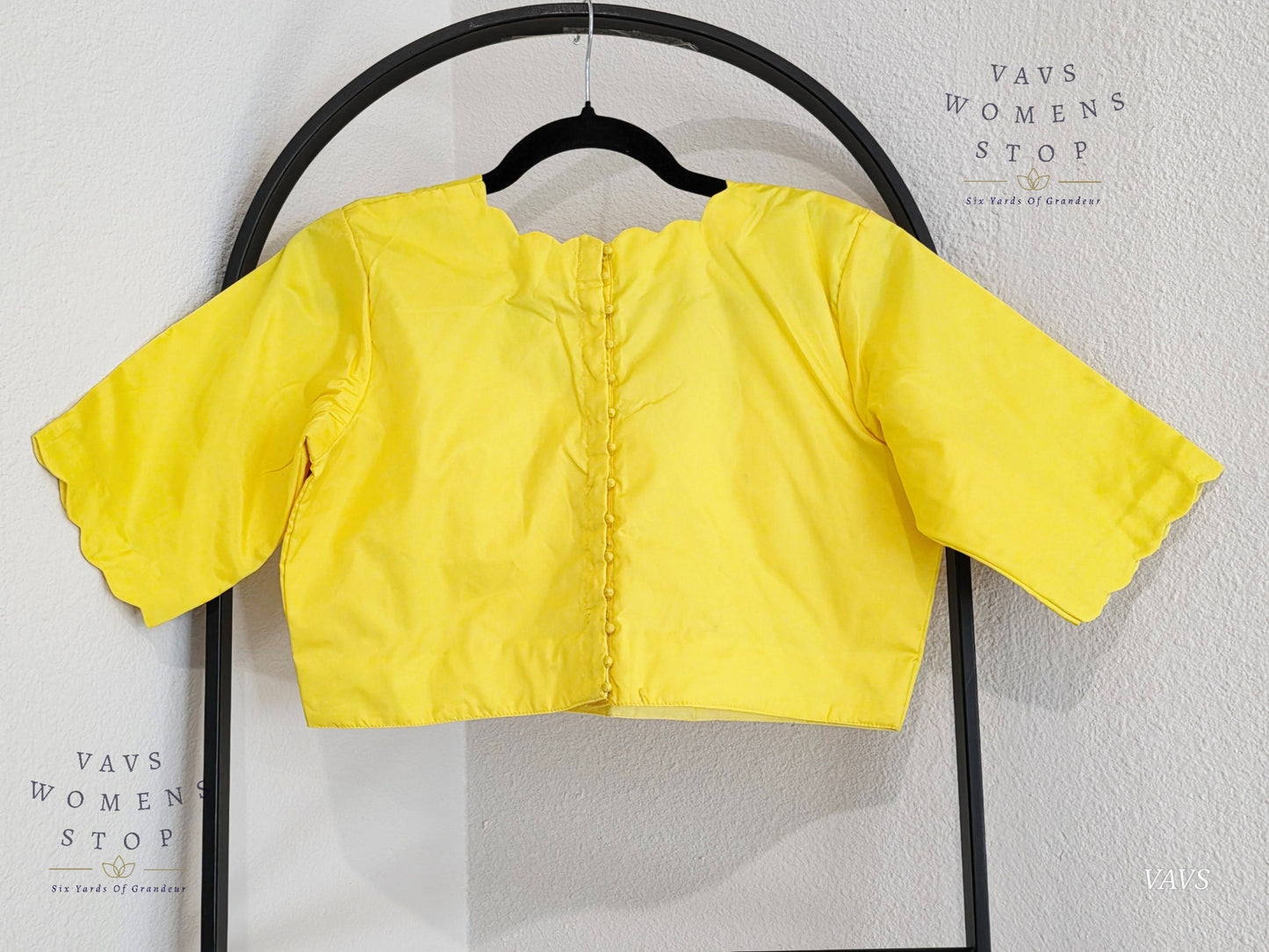 Yellow Plain Jasmin Silk Stitched Blouse