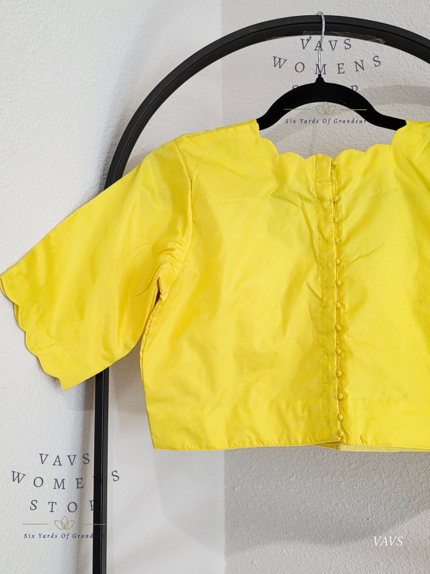 Yellow Plain Jasmin Silk Stitched Blouse