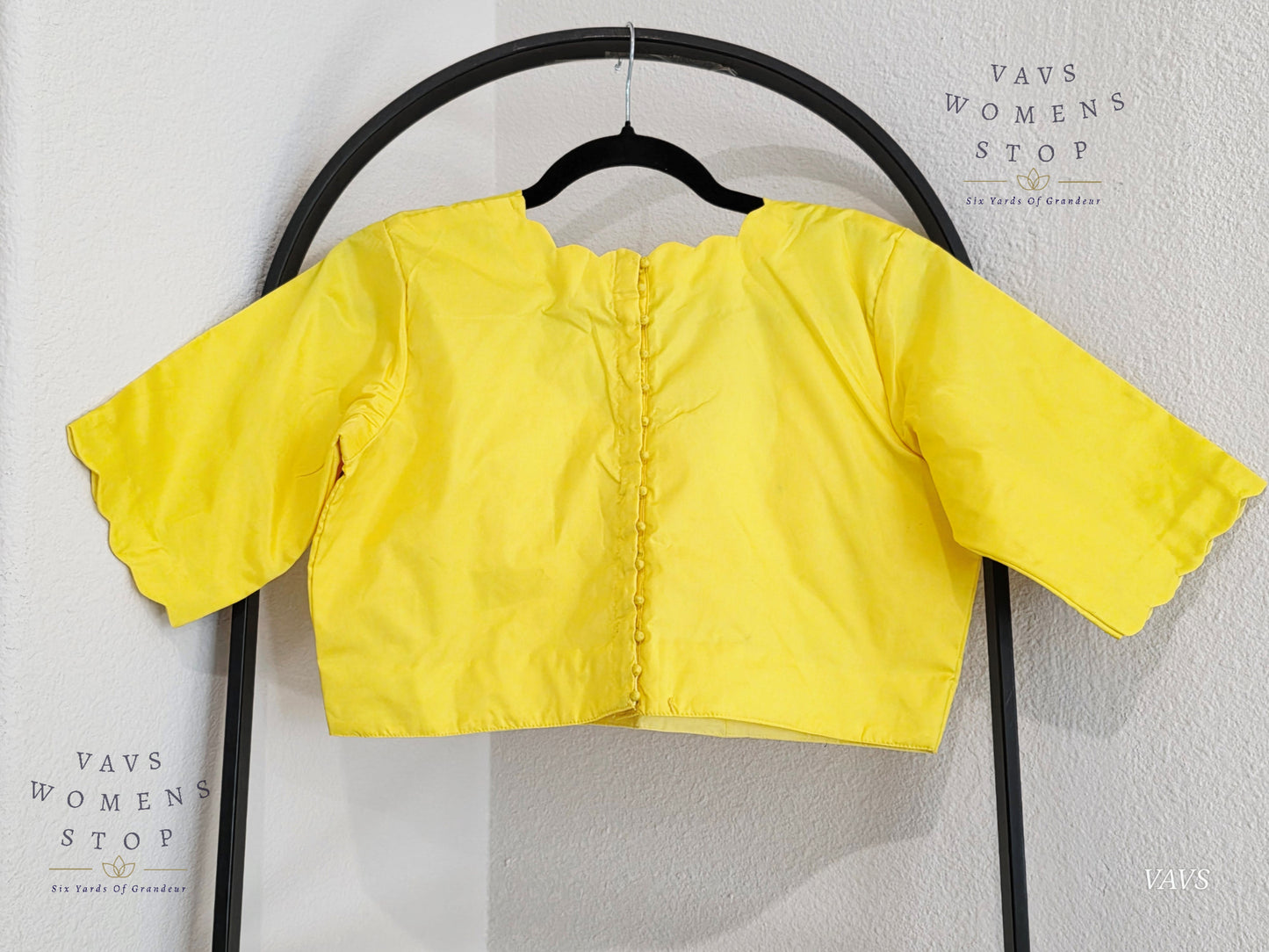 Yellow Plain Jasmin Silk Stitched Blouse