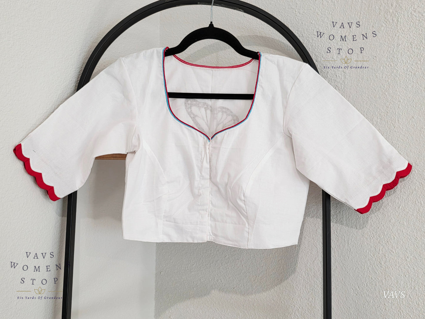 White Shade Soft Cotton with Butterfly Motif Embroidered Premium Tailored Designer Blouse