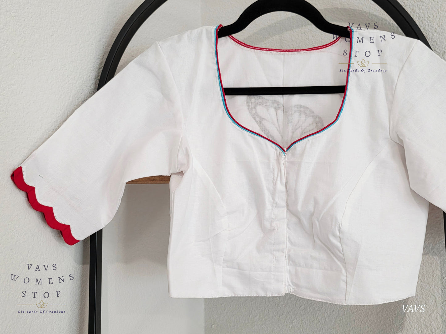 White Shade Soft Cotton with Butterfly Motif Embroidered Premium Tailored Designer Blouse