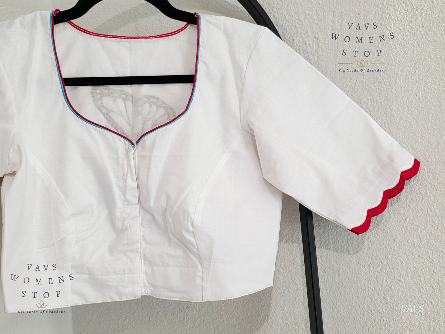 White Shade Soft Cotton with Butterfly Motif Embroidered Premium Tailored Designer Blouse