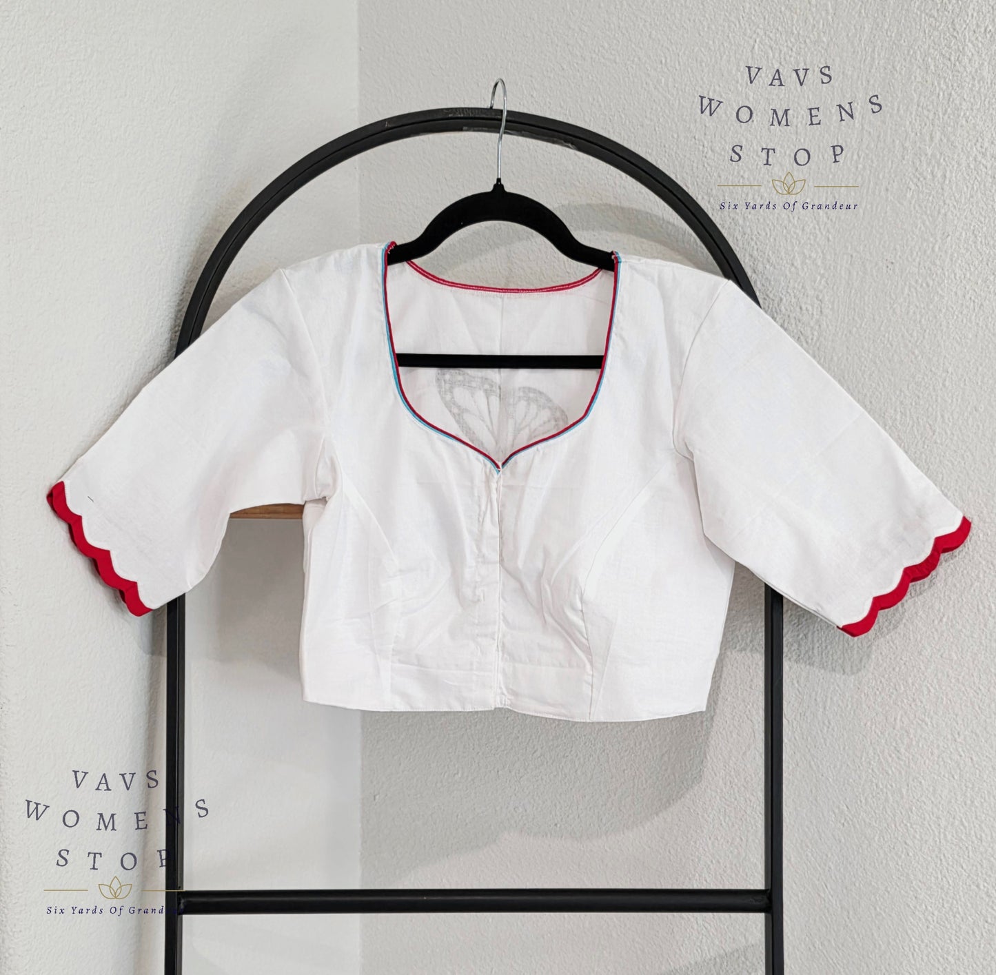 White Shade Soft Cotton with Butterfly Motif Embroidered Premium Tailored Designer Blouse