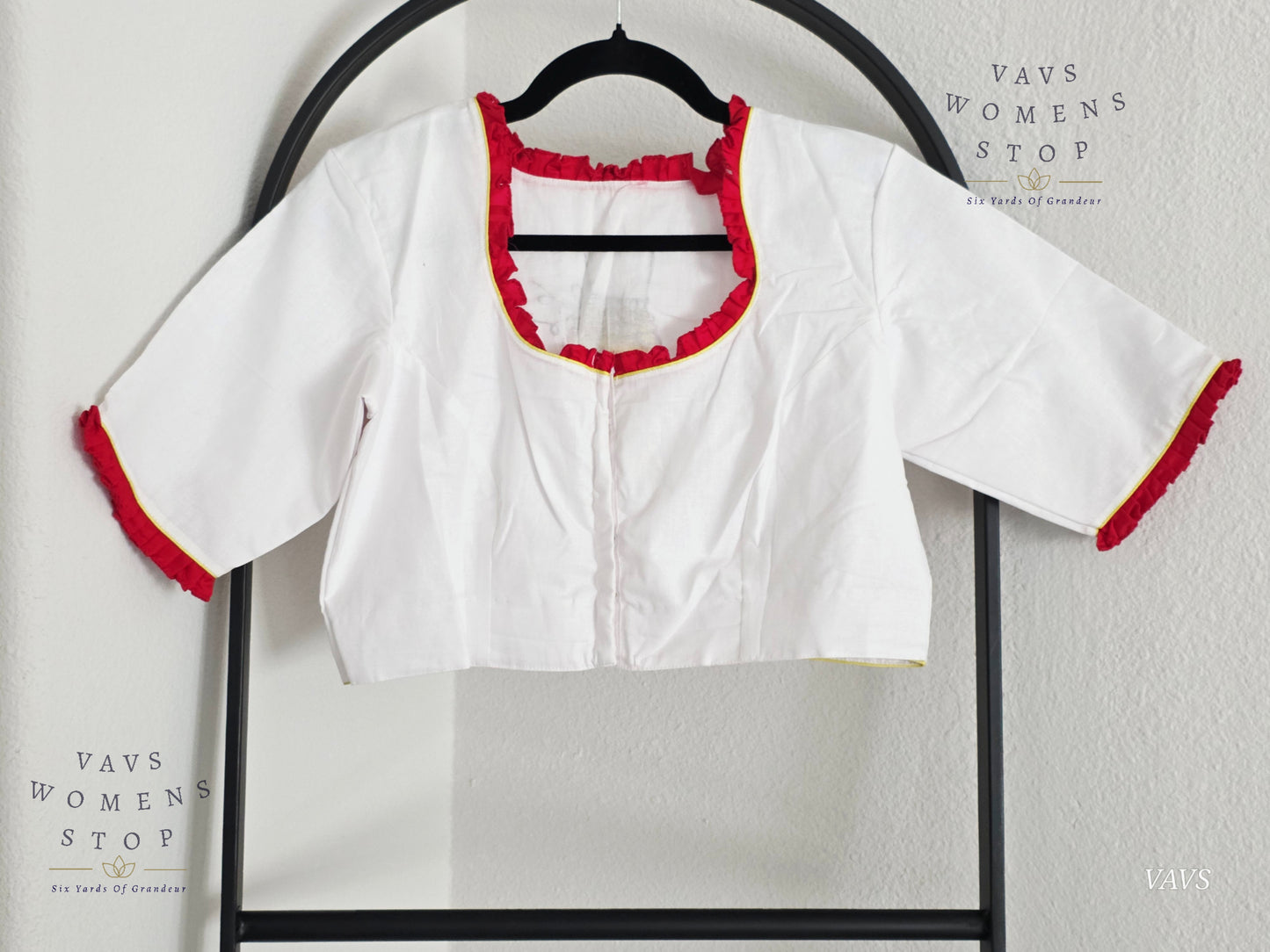 White Shade Soft Cotton Embroidered Premium Tailored Designer Blouse