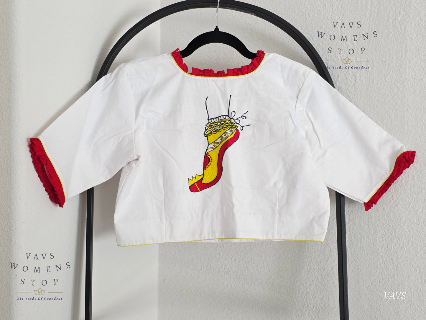 White Shade Soft Cotton Embroidered Premium Tailored Designer Blouse