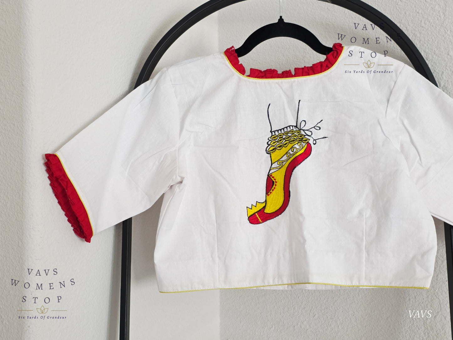 White Shade Soft Cotton Embroidered Premium Tailored Designer Blouse