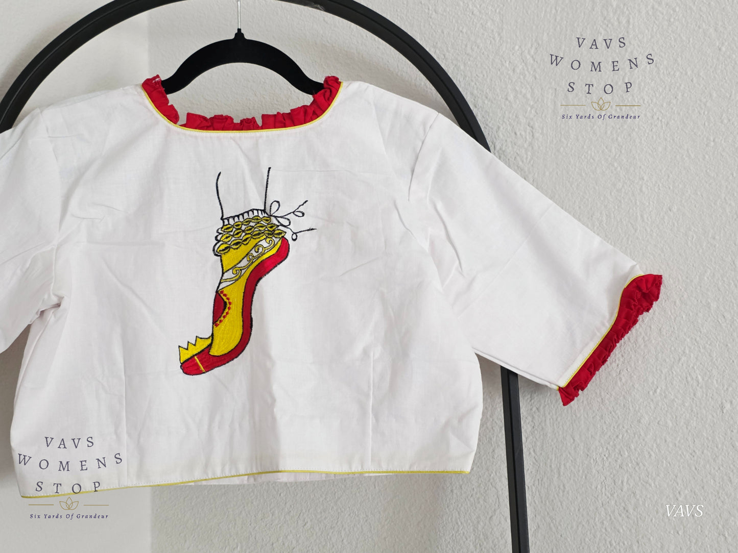 White Shade Soft Cotton Embroidered Premium Tailored Designer Blouse