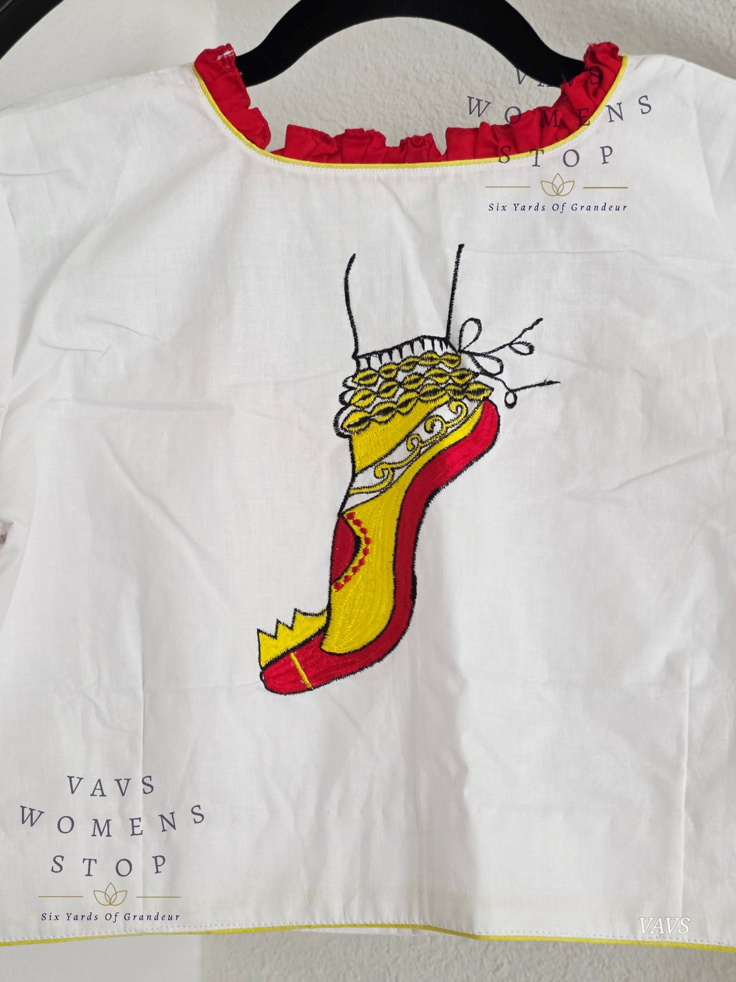 White Shade Soft Cotton Embroidered Premium Tailored Designer Blouse