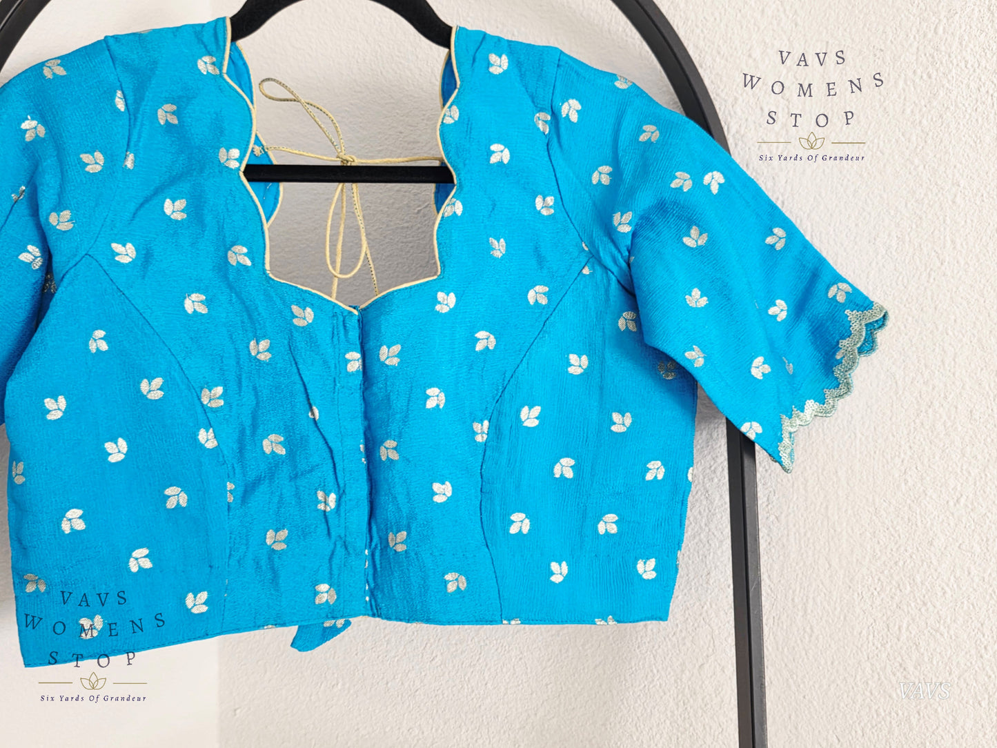 Blue  Munga Crepe Silk Stitched Blouse