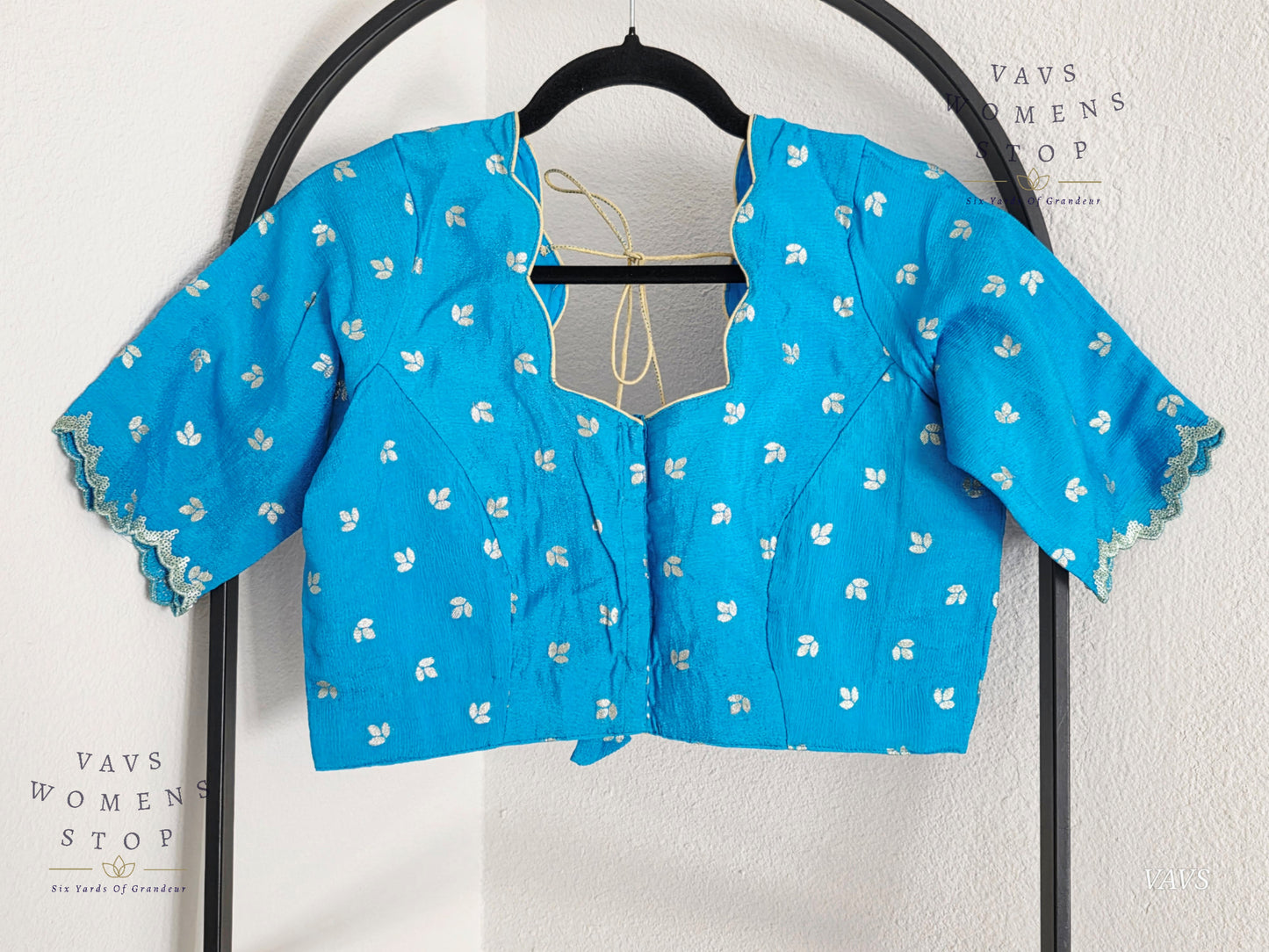 Blue  Munga Crepe Silk Stitched Blouse