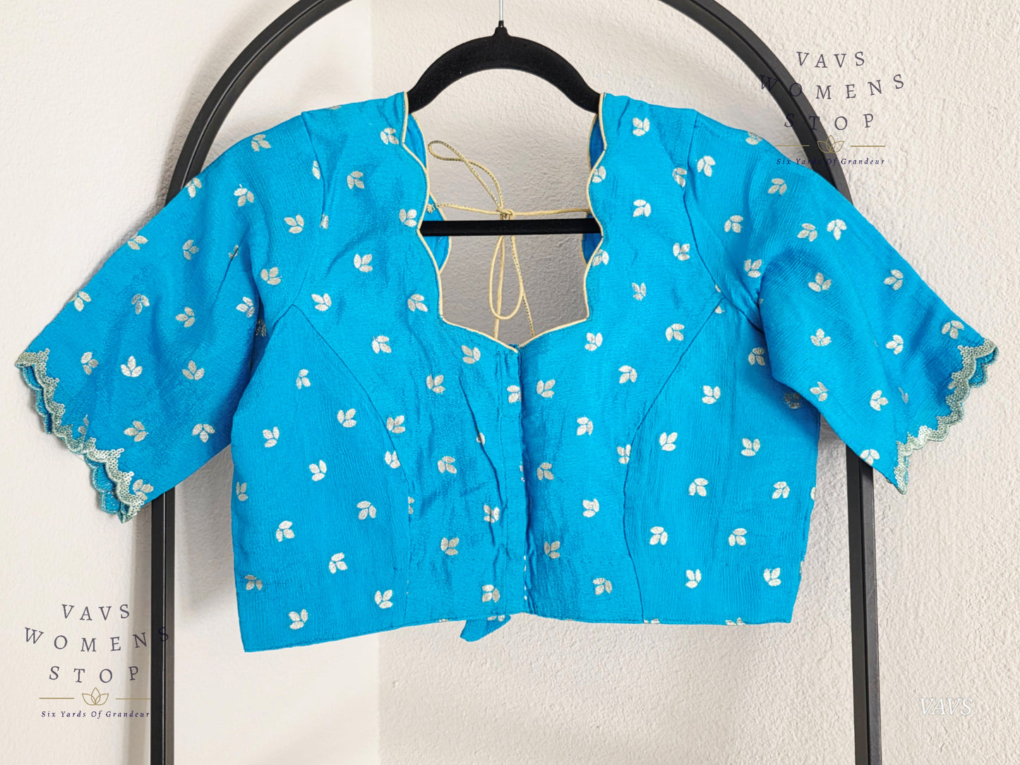 Blue  Munga Crepe Silk Stitched Blouse