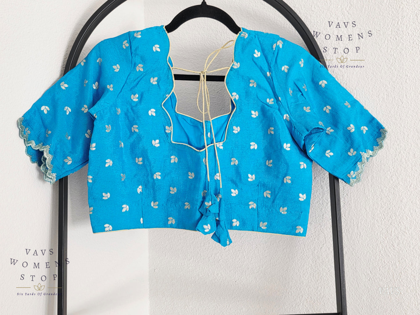 Blue  Munga Crepe Silk Stitched Blouse
