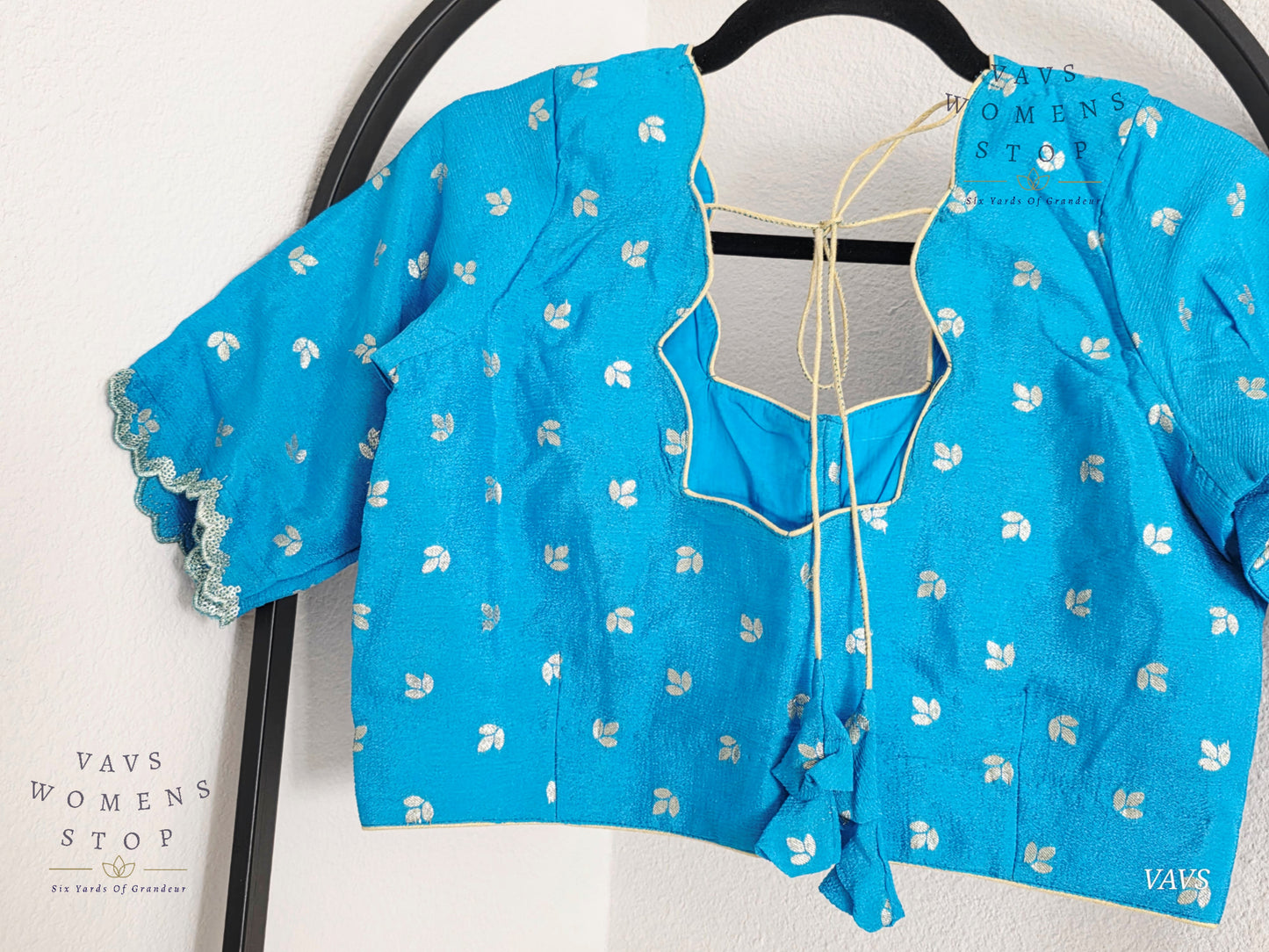 Blue  Munga Crepe Silk Stitched Blouse