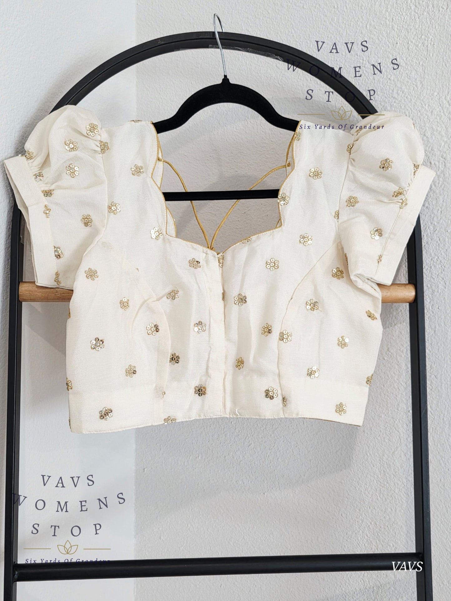 Offwhite Shade Short Puff Sleeves Blouse