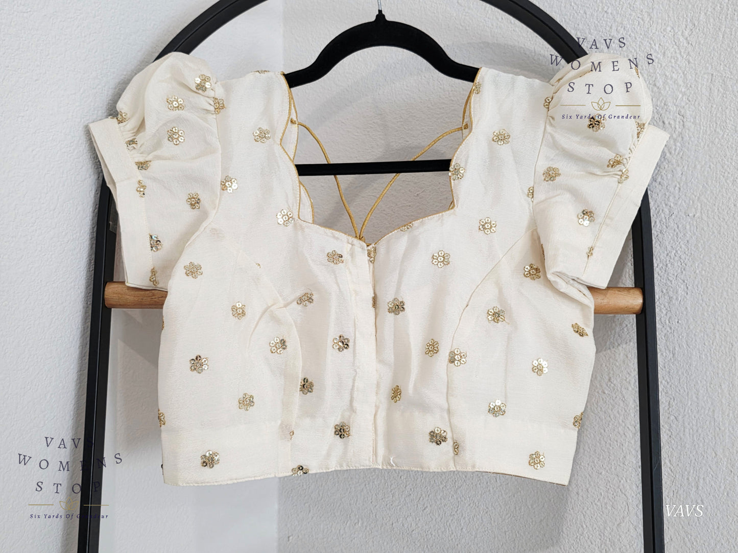 Offwhite Shade Short Puff Sleeves Blouse