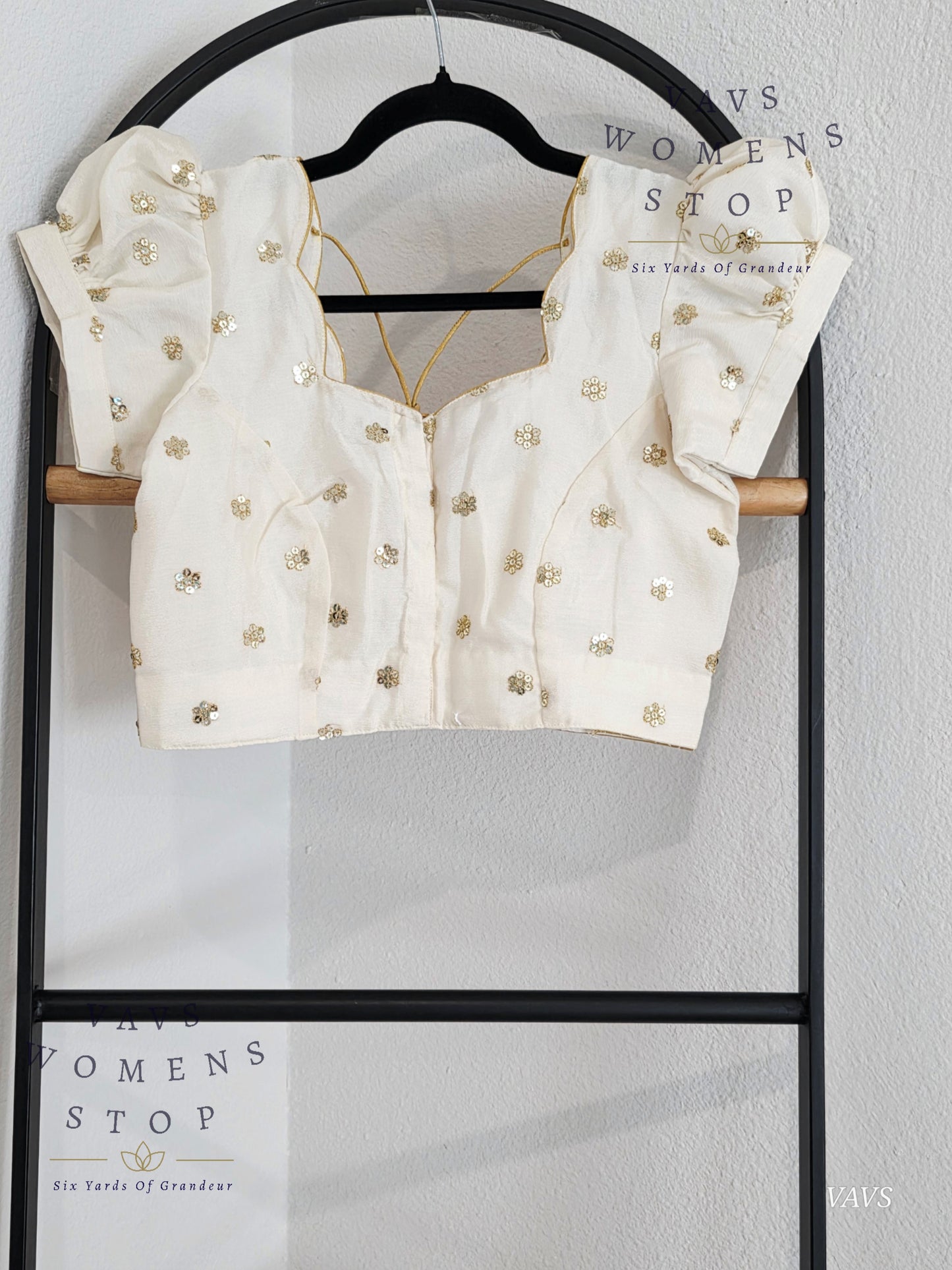 Offwhite Shade Short Puff Sleeves Blouse