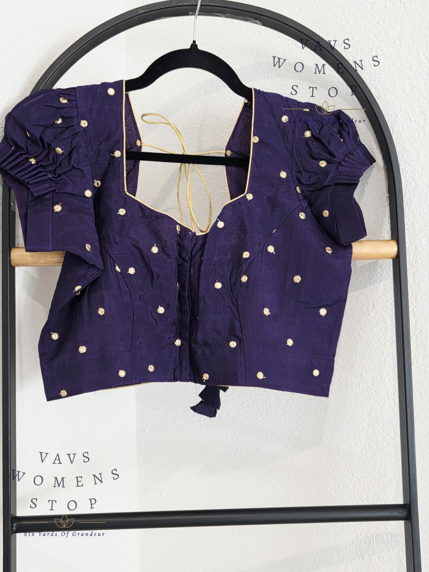 Deep Violet Shade Short Puff Sleeves Blouse