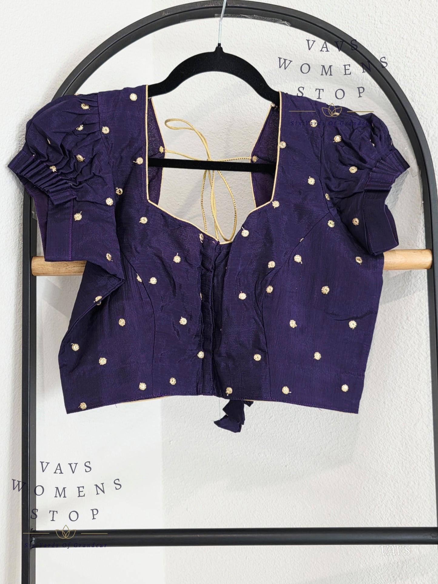 Deep Violet Shade Short Puff Sleeves Blouse