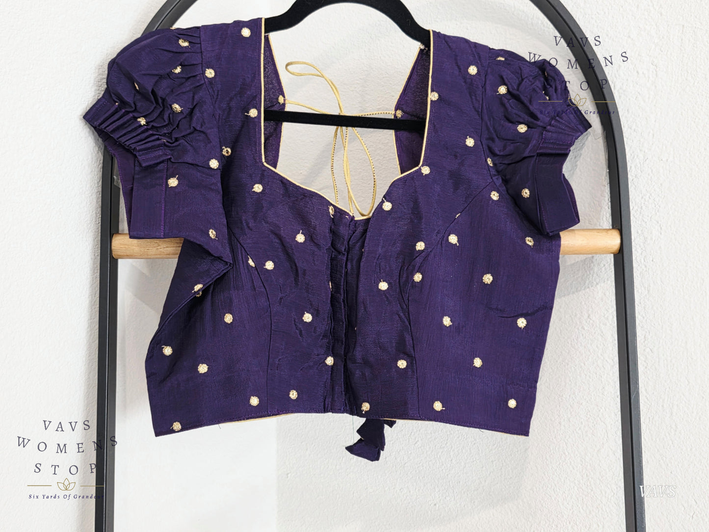 Deep Violet Shade Short Puff Sleeves Blouse