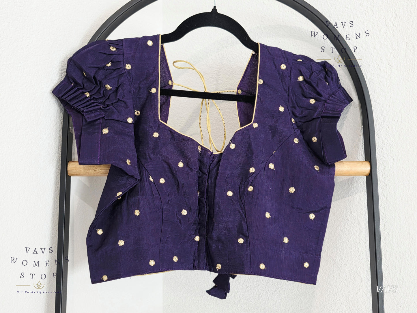 Deep Violet Shade Short Puff Sleeves Blouse