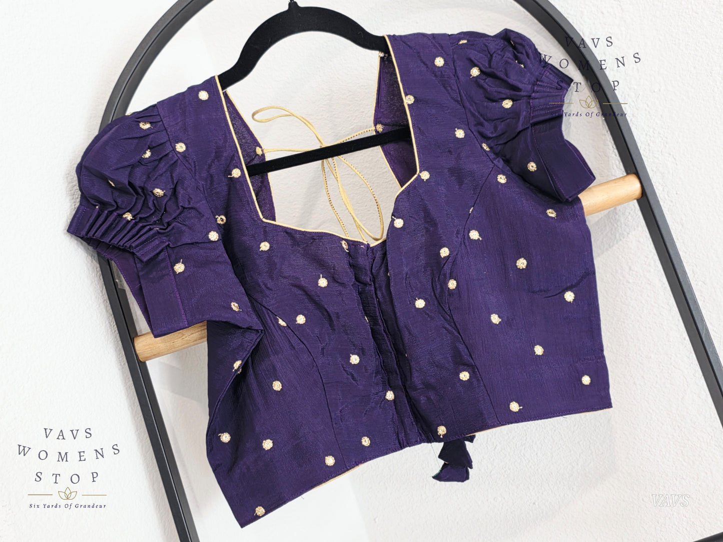 Deep Violet Shade Short Puff Sleeves Blouse