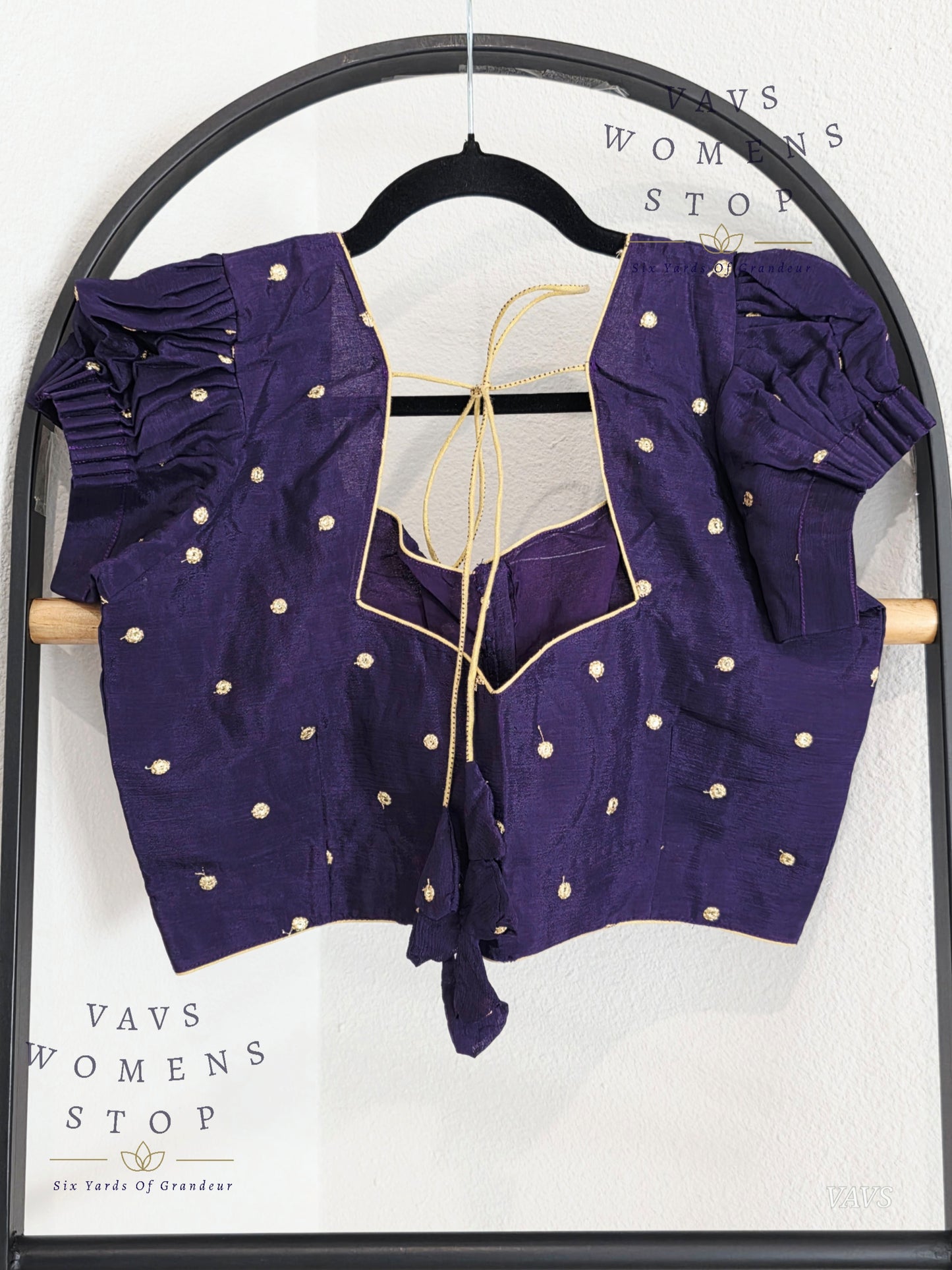 Deep Violet Shade Short Puff Sleeves Blouse