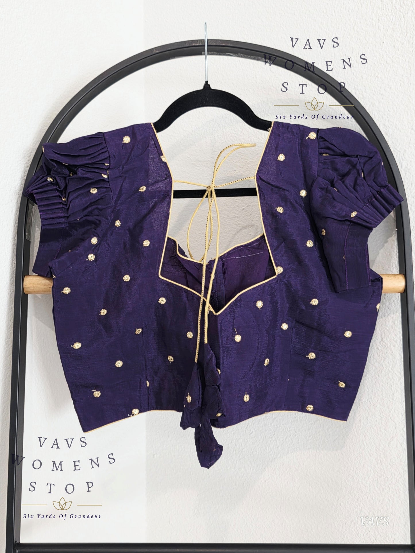 Deep Violet Shade Short Puff Sleeves Blouse