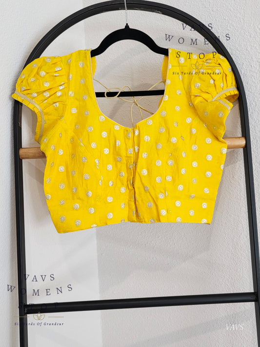 Yellow Shade Short Puff Sleeves Blouse