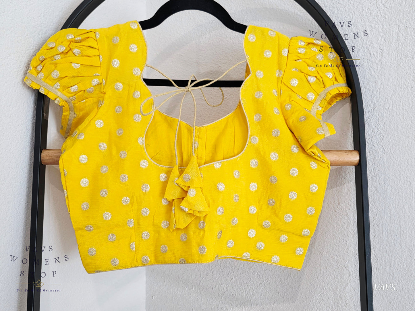 Yellow Shade Short Puff Sleeves Blouse