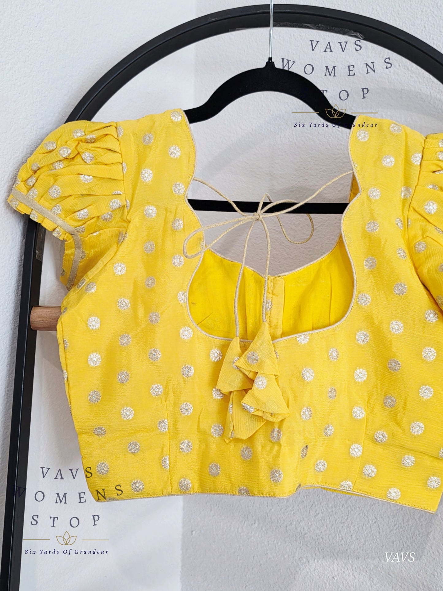 Yellow Shade Short Puff Sleeves Blouse