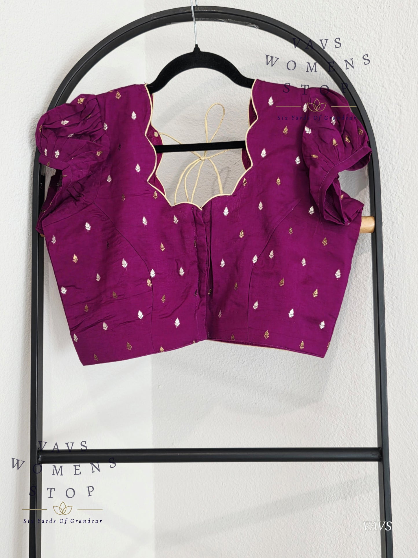 Purple Shade Short Puff Sleeves Blouse