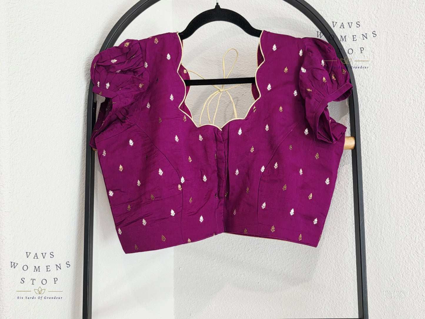 Purple Shade Short Puff Sleeves Blouse