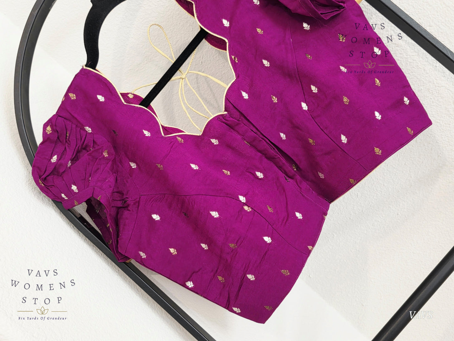 Purple Shade Short Puff Sleeves Blouse