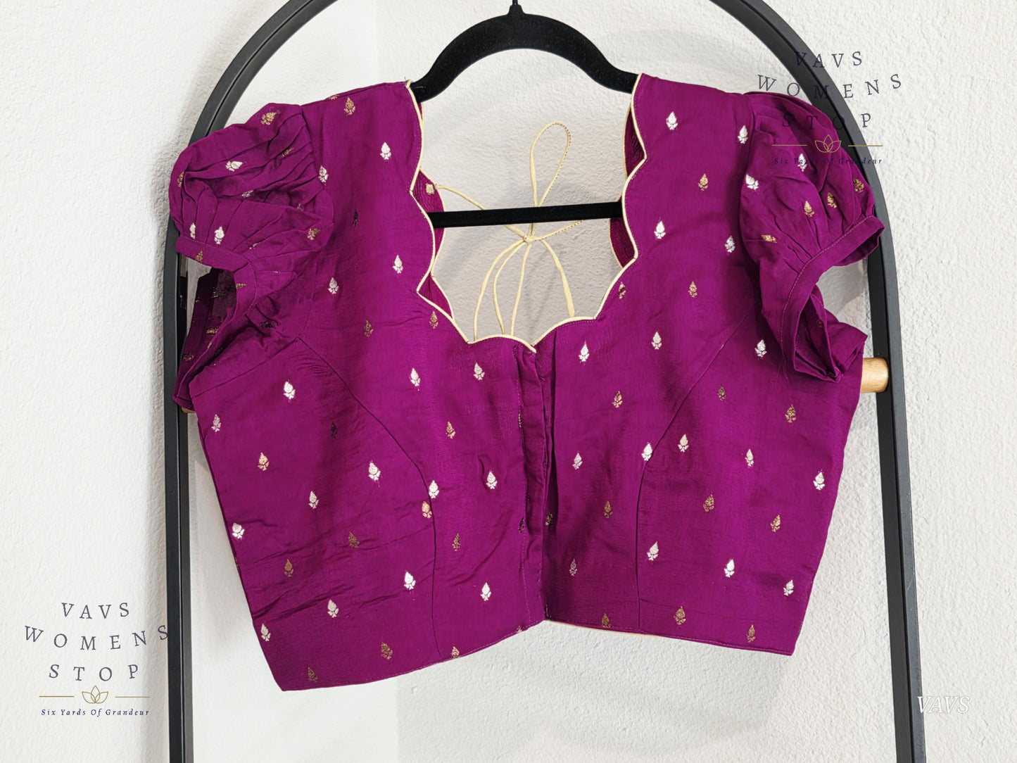 Purple Shade Short Puff Sleeves Blouse