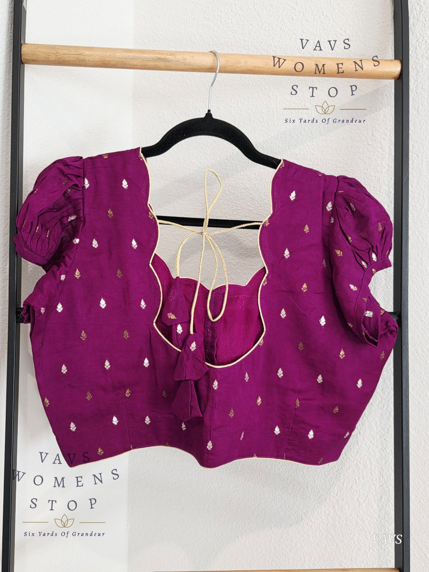 Purple Shade Short Puff Sleeves Blouse