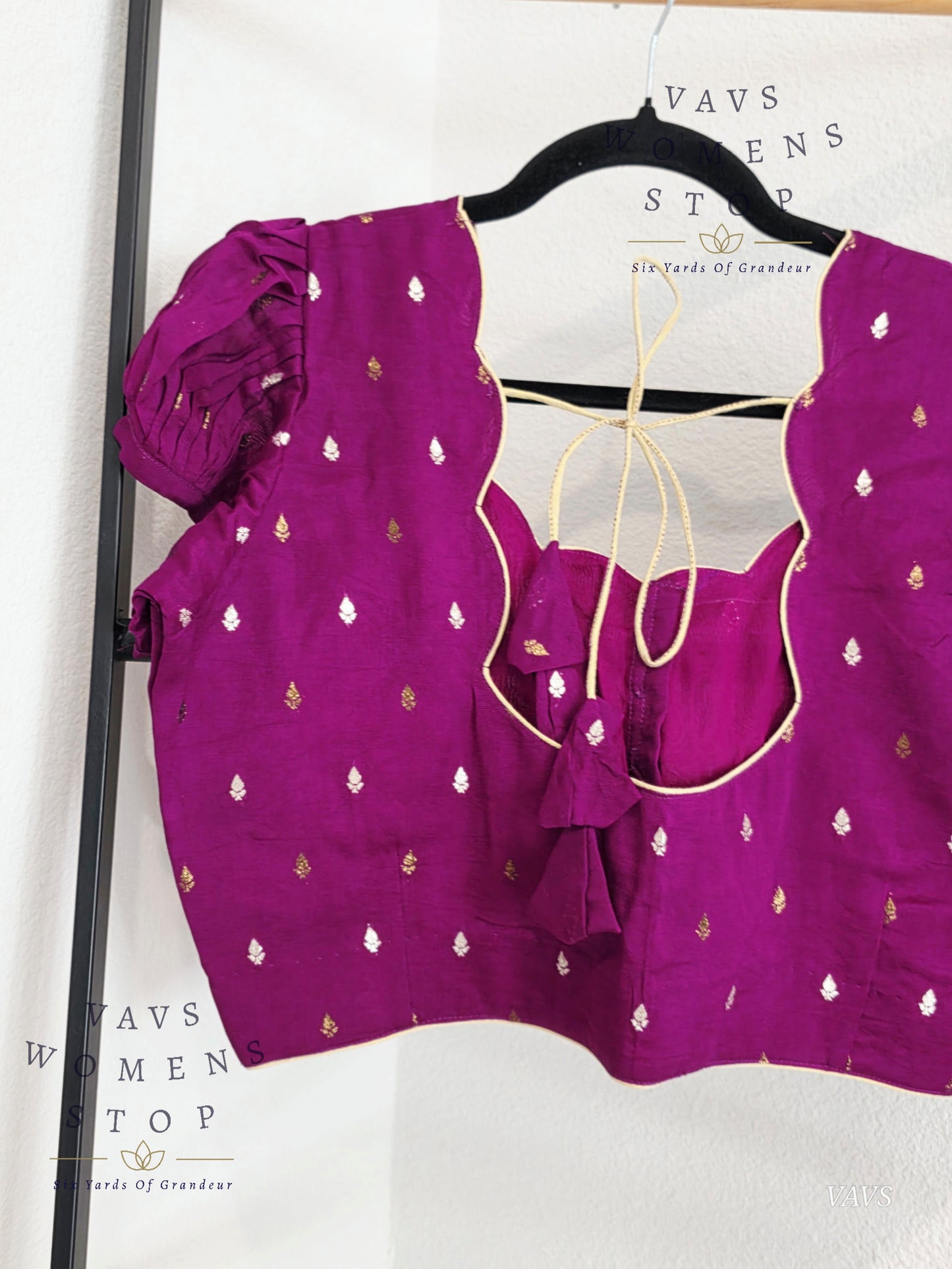 Purple Shade Short Puff Sleeves Blouse