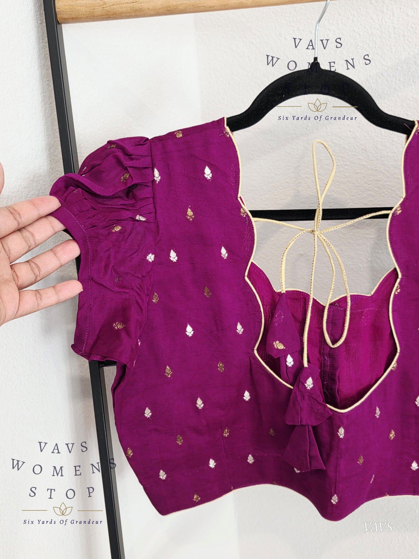 Purple Shade Short Puff Sleeves Blouse