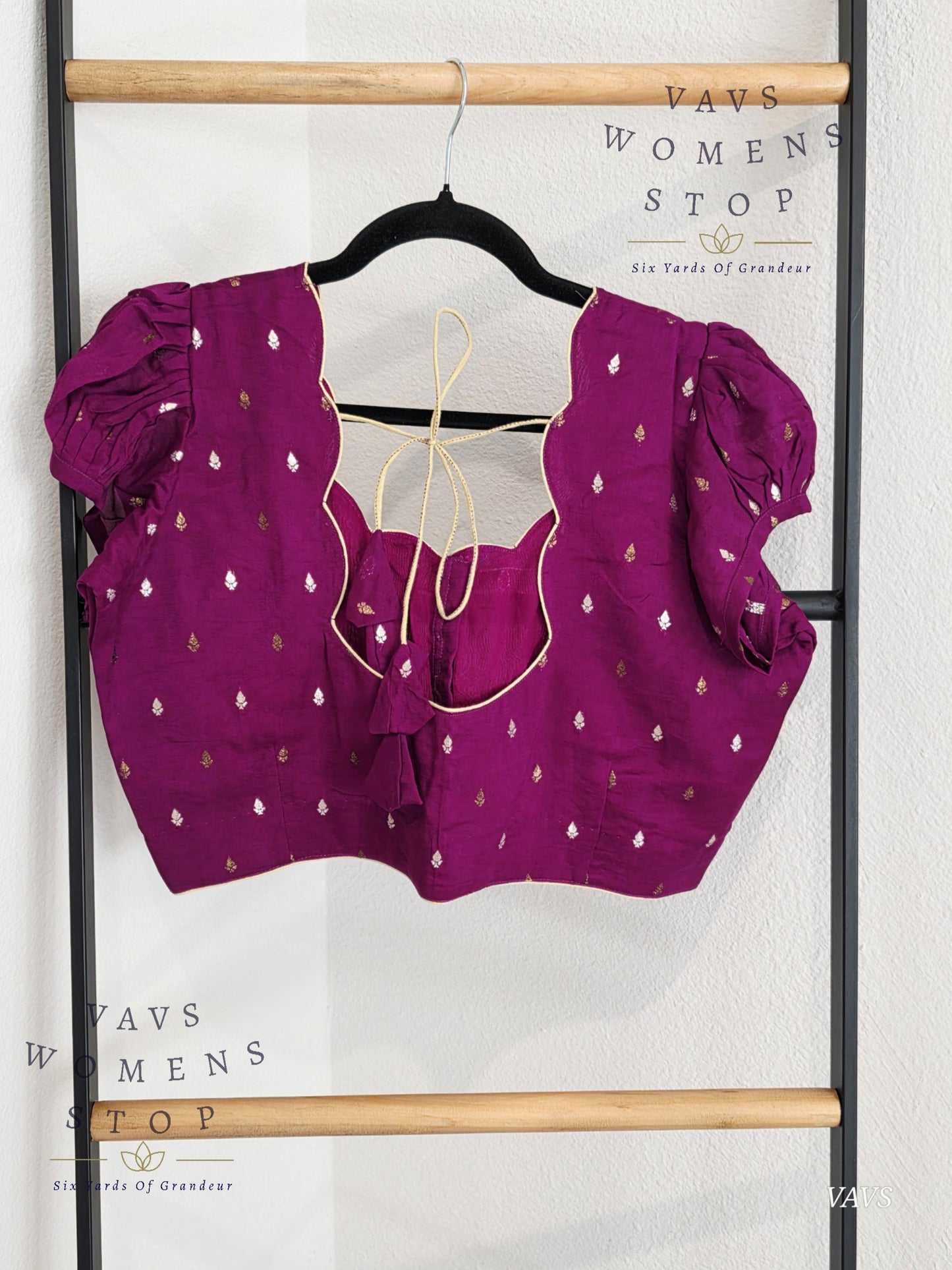 Purple Shade Short Puff Sleeves Blouse