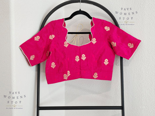 Pink Shade Munga Crepe Silk Stitched Blouse