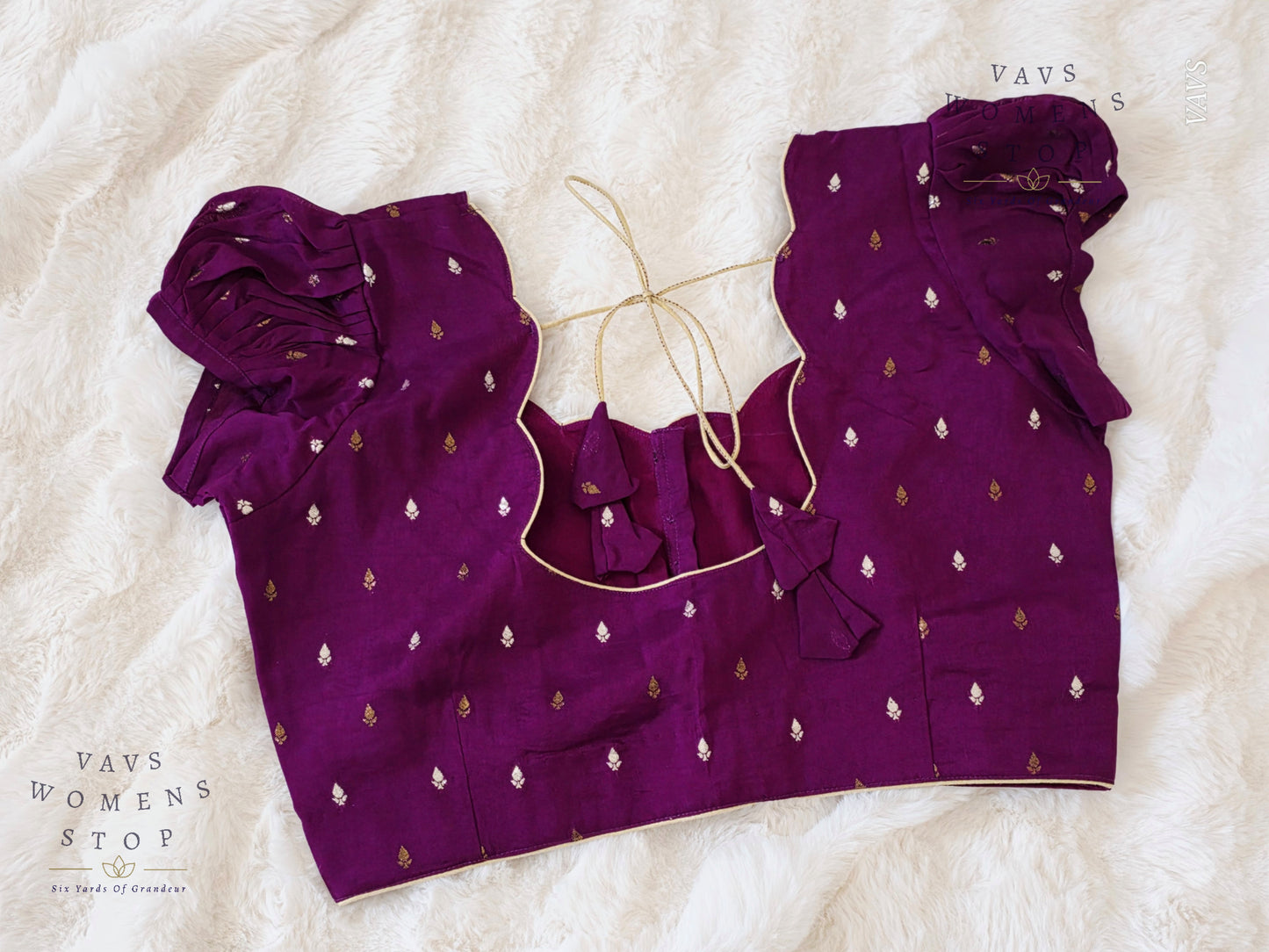 Purple Shade Short Puff Sleeves Blouse
