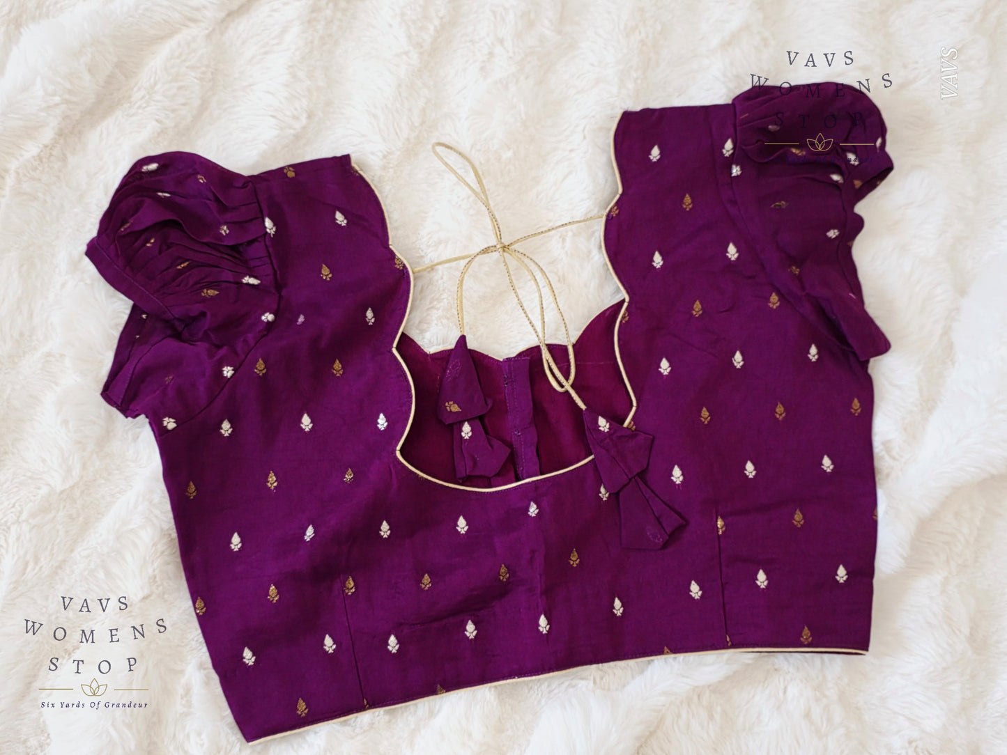 Purple Shade Short Puff Sleeves Blouse