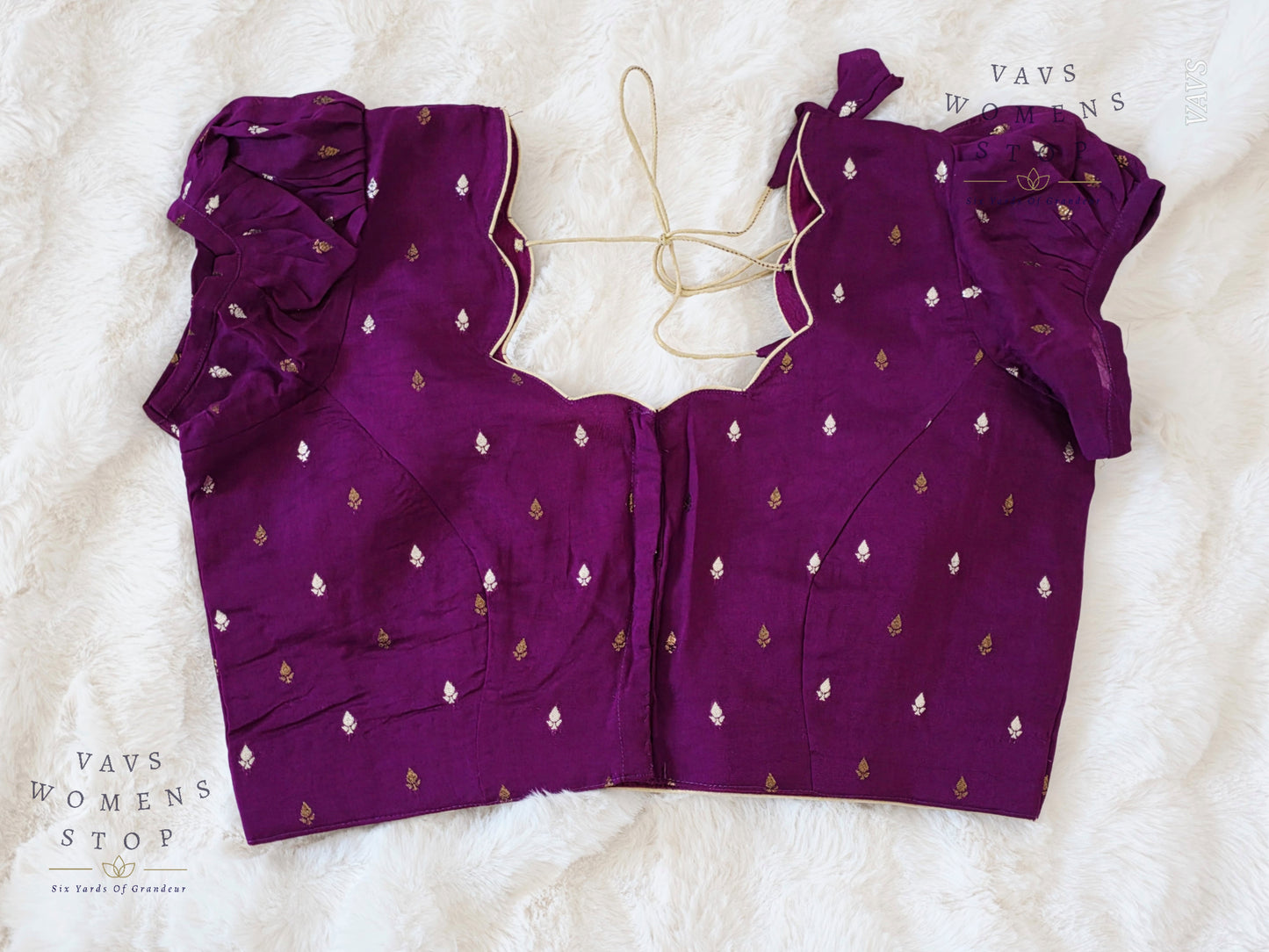 Purple Shade Short Puff Sleeves Blouse