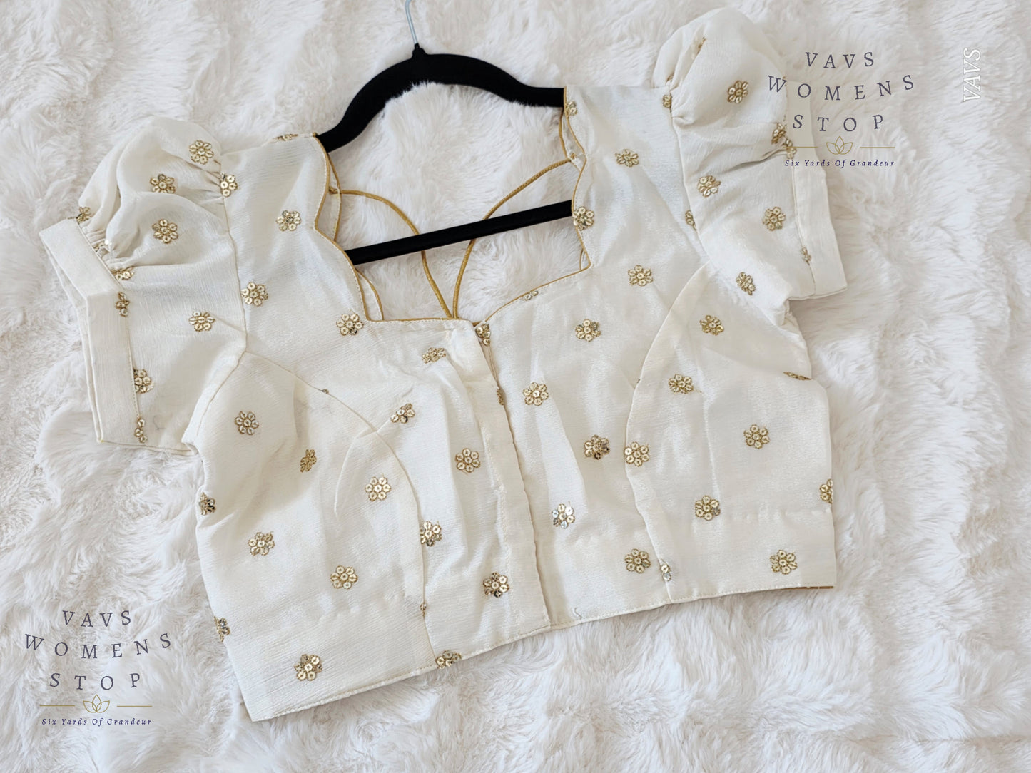 Offwhite Shade Short Puff Sleeves Blouse