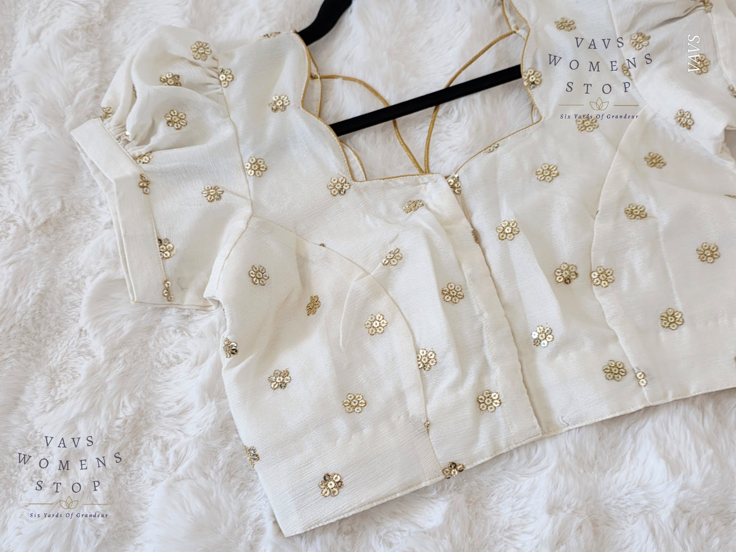 Offwhite Shade Short Puff Sleeves Blouse