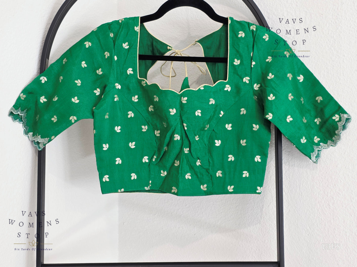 Green Munga Crepe Silk Stitched Blouse