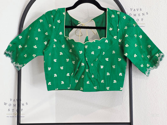Green Munga Crepe Silk Stitched Blouse