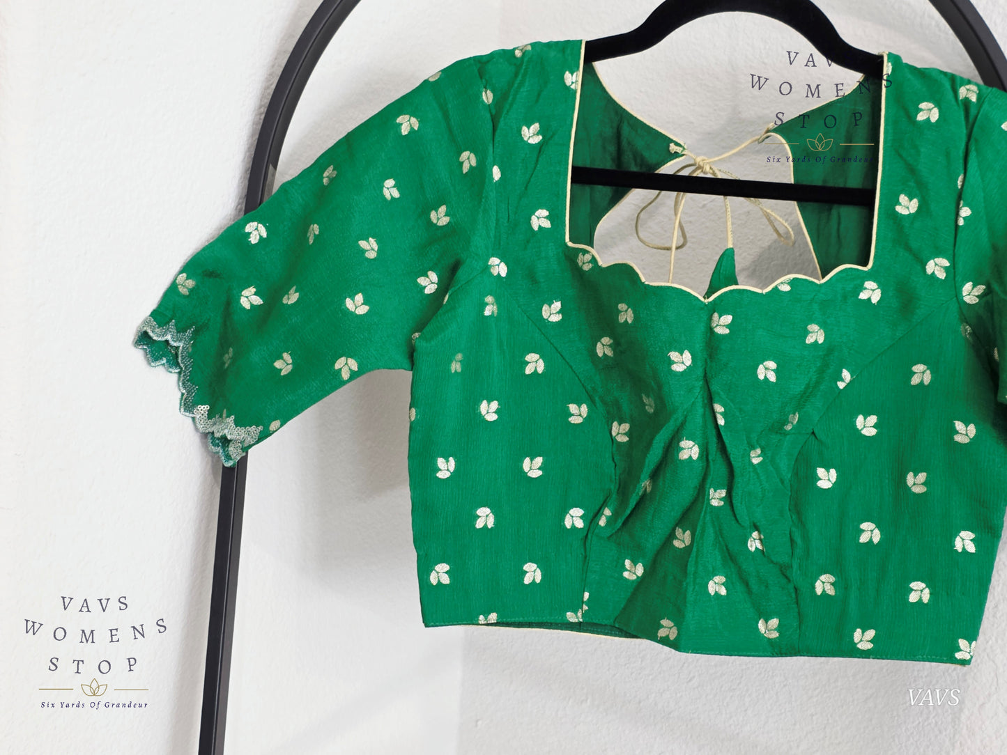 Green Munga Crepe Silk Stitched Blouse