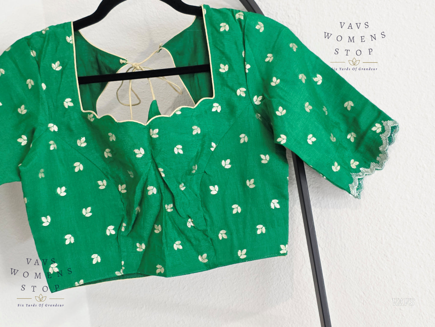 Green Munga Crepe Silk Stitched Blouse